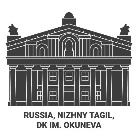 Illustration for Russia, Nizhny Tagil, Dk Im. Okuneva travel landmark line vector illustration - Royalty Free Image
