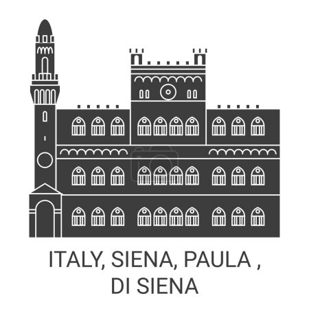 Téléchargez les illustrations : Italie, Sienne, Paula, Di Sienne illustration vectorielle de ligne de voyage historique - en licence libre de droit