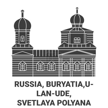 Illustration for Russia, Buryatia,Ulanude, Svetlaya Polyana travel landmark line vector illustration - Royalty Free Image