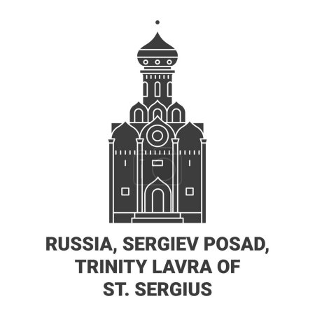 Illustration for Russia, Sergiev Posad, Trinity Lavra Of St. Sergius travel landmark line vector illustration - Royalty Free Image