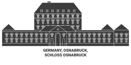 Illustration for Germany, Osnaburuck,Schloss Osnabruck travel landmark line vector illustration - Royalty Free Image