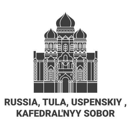 Illustration for Russia, Tula, Uspenskiy , Kafedralnyy Sobor travel landmark line vector illustration - Royalty Free Image
