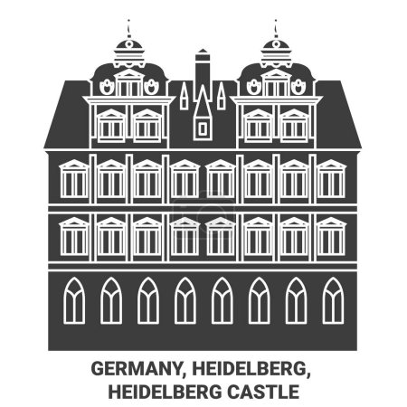 Téléchargez les illustrations : Allemagne, Heidelberg, Heidelberg Castle illustration vectorielle de ligne de voyage - en licence libre de droit