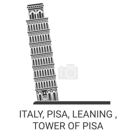Illustration for Italy, Pisa, Leaning , Tower Of Pisa travel landmark line vector illustration - Royalty Free Image