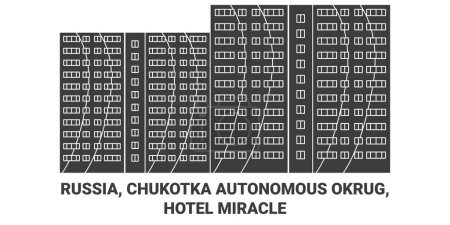 Illustration for Russia, Chukotka Autonomous Okrug, Hotel Miracle travel landmark line vector illustration - Royalty Free Image