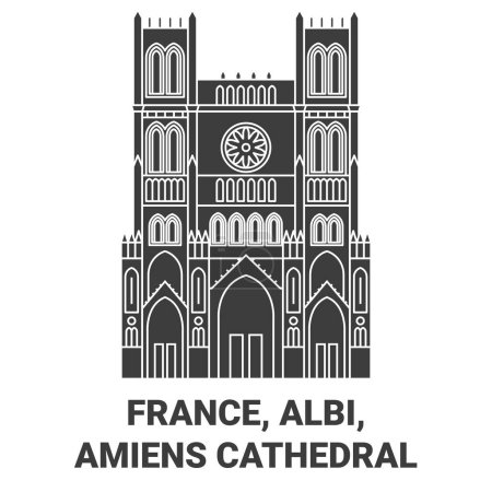 Ilustración de Francia, Albi, Amiens Catedral de viaje hito línea vector ilustración - Imagen libre de derechos