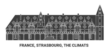 Téléchargez les illustrations : France, Strasbourg, Les climats voyages illustration vectorielle de ligne historique - en licence libre de droit