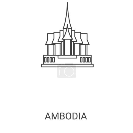 Téléchargez les illustrations : Illustration vectorielle de ligne de voyage Cambodge - en licence libre de droit