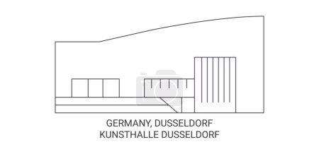Ilustración de Alemania, Düsseldorf, Kunsthalle Düsseldorf recorrido hito línea vector ilustración - Imagen libre de derechos