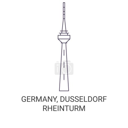 Ilustración de Alemania, Dusseldorfrheinturm recorrido hito línea vector ilustración - Imagen libre de derechos