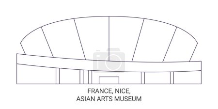 Téléchargez les illustrations : France, Nice, Musée des Arts Asiatiques illustration vectorielle de ligne de voyage - en licence libre de droit