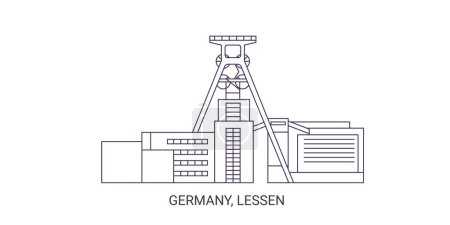 Illustration for Germany, Lessen, Industry travel landmark line vector illustration - Royalty Free Image