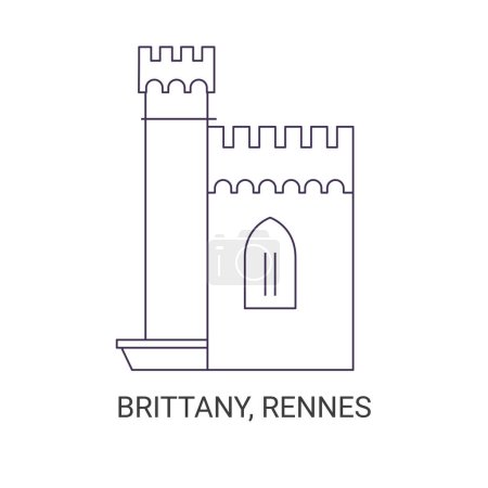 Téléchargez les illustrations : France, Bretagne, Rennes illustration vectorielle de ligne historique de voyage - en licence libre de droit