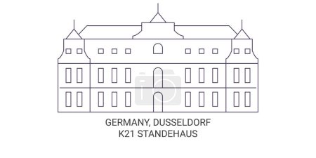 Téléchargez les illustrations : Allemagne, Düsseldorf, K Illustration vectorielle de ligne de voyage Standehaus - en licence libre de droit
