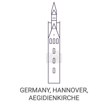 Ilustración de Alemania, Hannover, Aegidienkirche viaje hito línea vector ilustración - Imagen libre de derechos