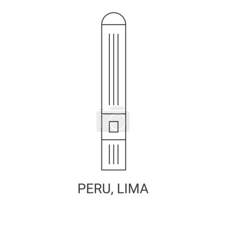 Illustration for Peru, Lima travel landmark line vector illustration - Royalty Free Image