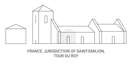 Illustration for France, Jurisdiction Of Saintemilion, Tour Du Roy travel landmark line vector illustration - Royalty Free Image