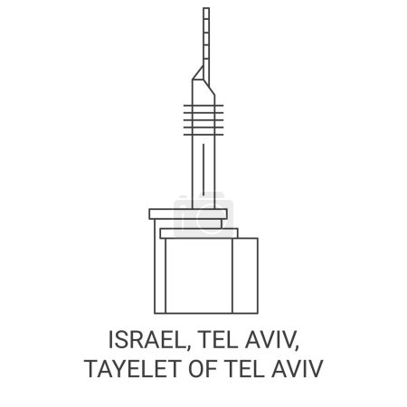 Illustration for Israel, Tel Aviv, Tayelet Of Tel Aviv travel landmark line vector illustration - Royalty Free Image