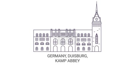 Ilustración de Alemania, Duisburg, Kamp Abbey viaje hito línea vector ilustración - Imagen libre de derechos