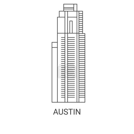 Illustration for Usa, Austin travel landmark line vector illustration - Royalty Free Image