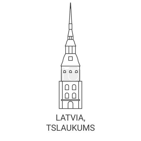 Téléchargez les illustrations : Lettonie, R, Tslaukums voyages illustration vectorielle de ligne historique - en licence libre de droit