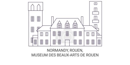 Illustration for France, Normandy, Rouen, Museum Des Beauxarts De Rouen travel landmark line vector illustration - Royalty Free Image