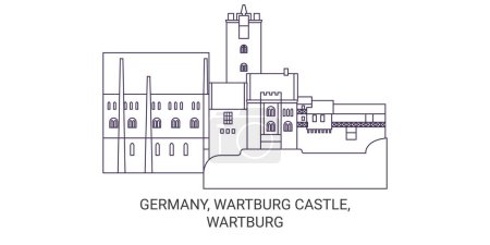 Illustration for Germany, Wartburg Castle, Wartburg travel landmark line vector illustration - Royalty Free Image