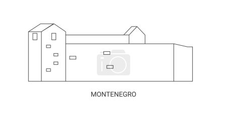 Ilustración de Montenegro viaje hito línea vector ilustración - Imagen libre de derechos