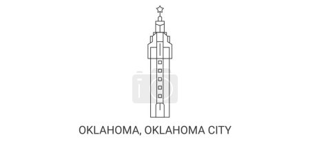 Illustration for United States, Oklahoma, Oklahoma City travel landmark line vector illustration - Royalty Free Image