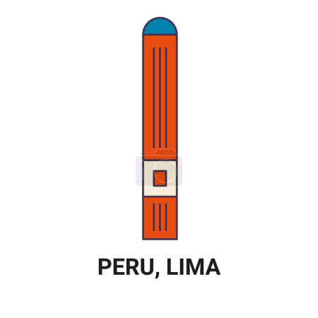 Ilustración de Perú, Lima recorrido hito línea vector ilustración - Imagen libre de derechos