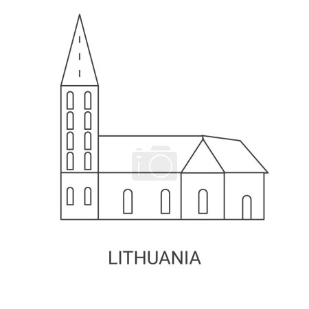Téléchargez les illustrations : Lituanie Voyage illustration vectorielle de ligne historique - en licence libre de droit