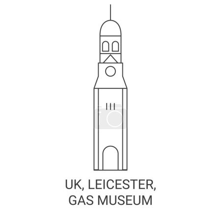 Illustration for Uk, Leicester, Gas Museum travel landmark line vector illustration - Royalty Free Image