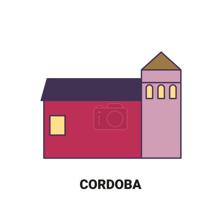 Illustration for Spain, Cordoba travel landmark line vector illustration - Royalty Free Image
