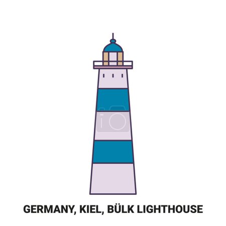 Téléchargez les illustrations : Allemagne, Kiel, Bulk Lighthouse Travel illustration vectorielle de ligne de repère - en licence libre de droit