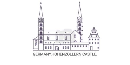 Illustration for Germany,Hohenzollern Castle, travel landmark line vector illustration - Royalty Free Image