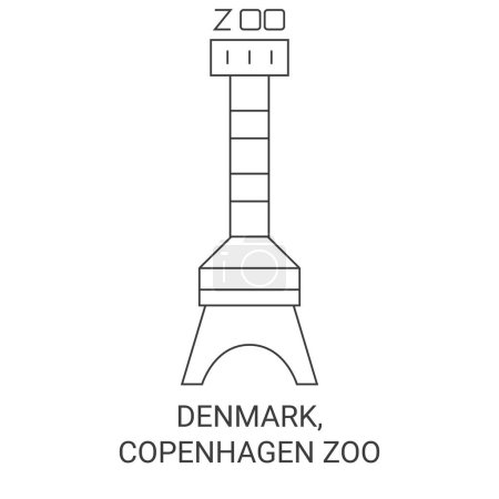 Illustration for Denmark, Copenhagen Zoo travel landmark line vector illustration - Royalty Free Image