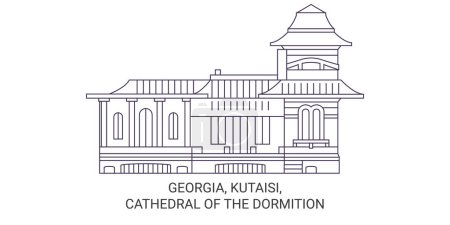 Illustration for Georgia, Kutaisi, Cathedral Of The Dormition travel landmark line vector illustration - Royalty Free Image