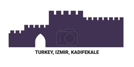 Illustration for Turkey, Izmir, Kadifekale, travel landmark line vector illustration - Royalty Free Image