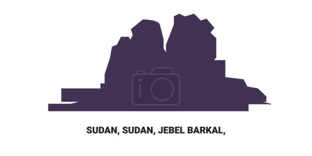 Téléchargez les illustrations : Soudan, Soudan, Jebel Barkal, illustration vectorielle de ligne de repère de voyage - en licence libre de droit