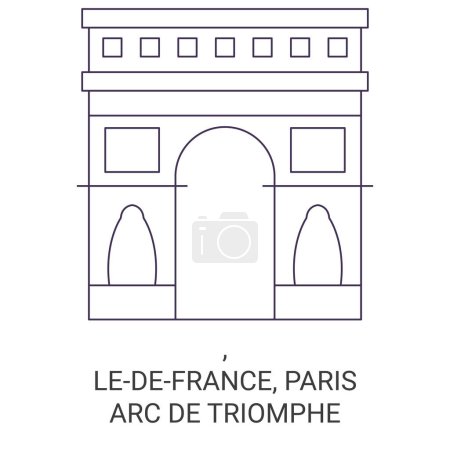 Illustration for France, Paris, Arc De Triomphe travel landmark line vector illustration - Royalty Free Image
