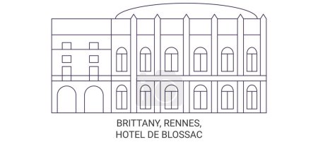 Illustration for France, Rennes, Hotel De Blossac travel landmark line vector illustration - Royalty Free Image