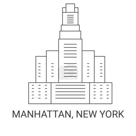 Ilustración de Estados Unidos, Manhattan, Nueva York recorrido hito línea vector ilustración - Imagen libre de derechos