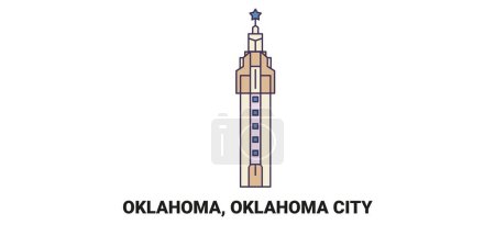 Illustration for United States, Oklahoma, Oklahoma City travel landmark line vector illustration - Royalty Free Image