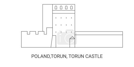 Téléchargez les illustrations : Pologne, Torun, Château de Torun illustration vectorielle de ligne de voyage - en licence libre de droit