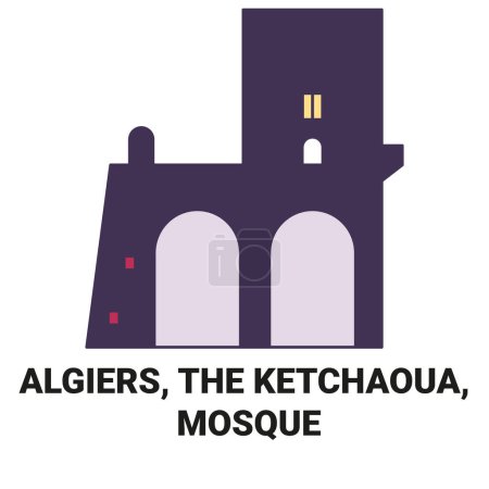 Ilustración de Argel, La Ketchaoua, Ilustración de vector de línea de recorrido mezquita - Imagen libre de derechos