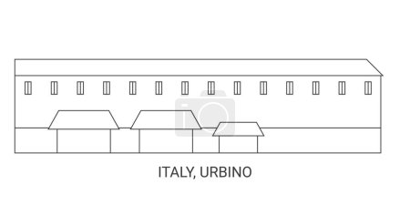 Illustration for Italy, Urbino, travel landmark line vector illustration - Royalty Free Image