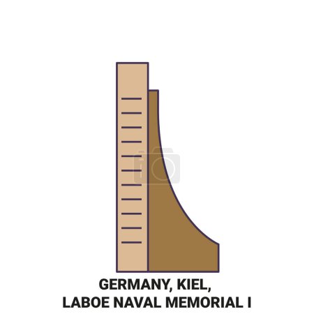 Illustration for Germany, Kiel, Laboe Naval Memorial I travel landmark line vector illustration - Royalty Free Image