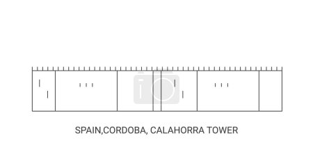 Illustration for Spain,Cordoba, Calahorra Tower, travel landmark line vector illustration - Royalty Free Image