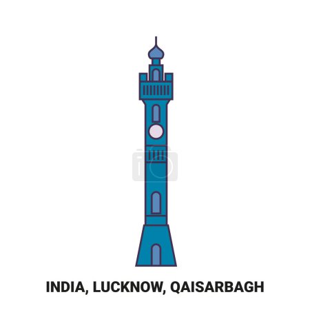 Ilustración de India, Lucknow, Qaisarbagh viaje hito línea vector ilustración - Imagen libre de derechos