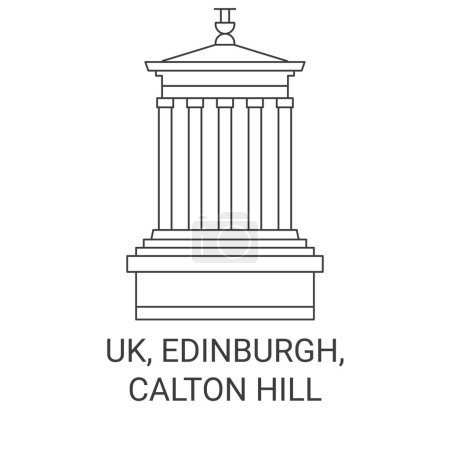 Téléchargez les illustrations : Angleterre, Édimbourg, Calton Hill illustration vectorielle de ligne de voyage - en licence libre de droit